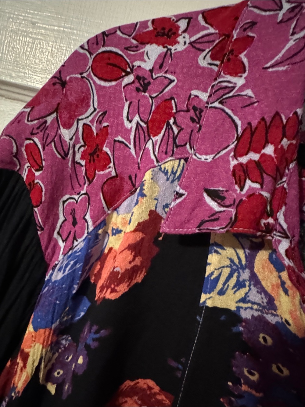 Free People Brunch a Bunch Mixed Floral Button-Front Tunic with Pink Accent - Picture 5 of 11